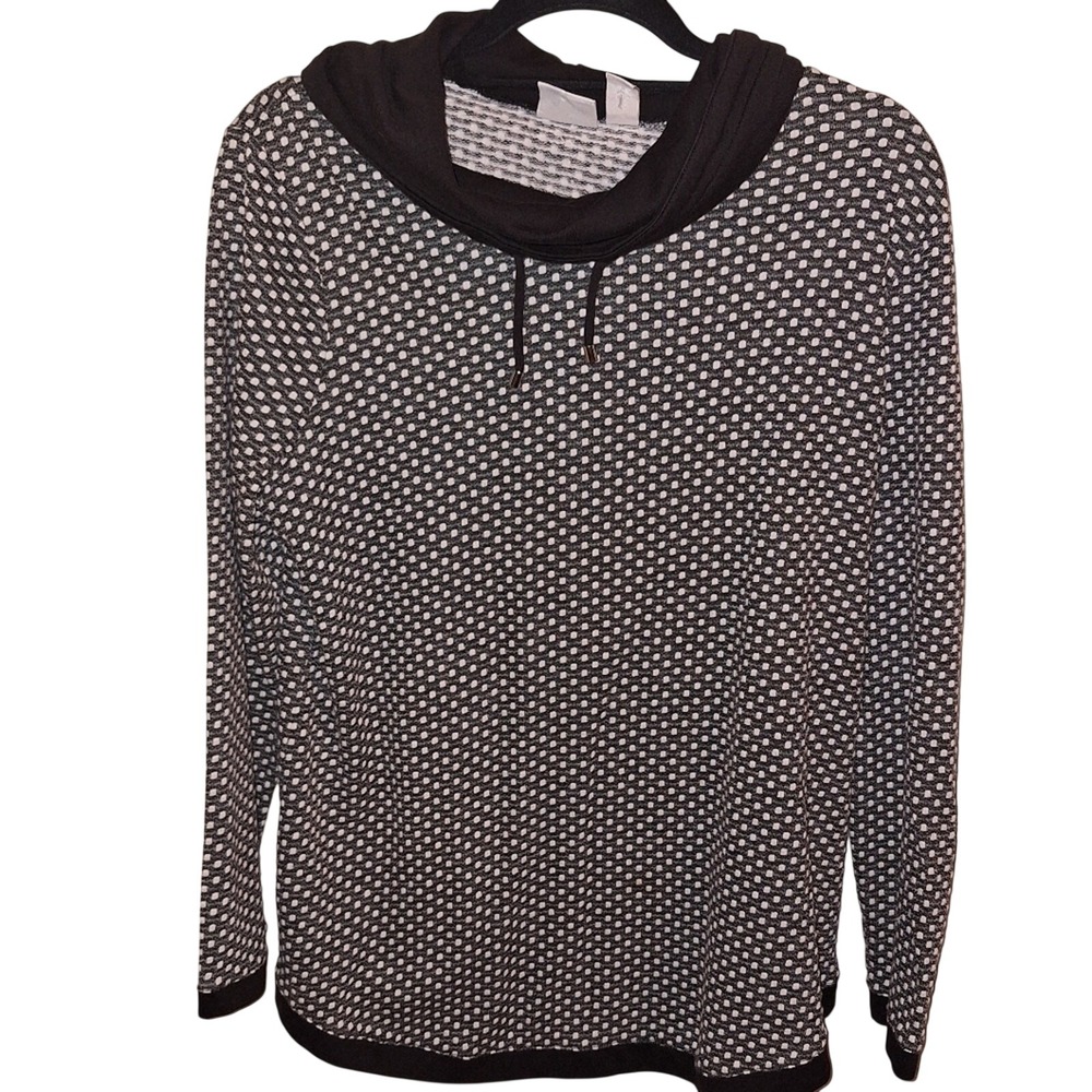 Weekends By‎ Chico's Women's Size Medium Longsleeve Top Black & White Pullover
